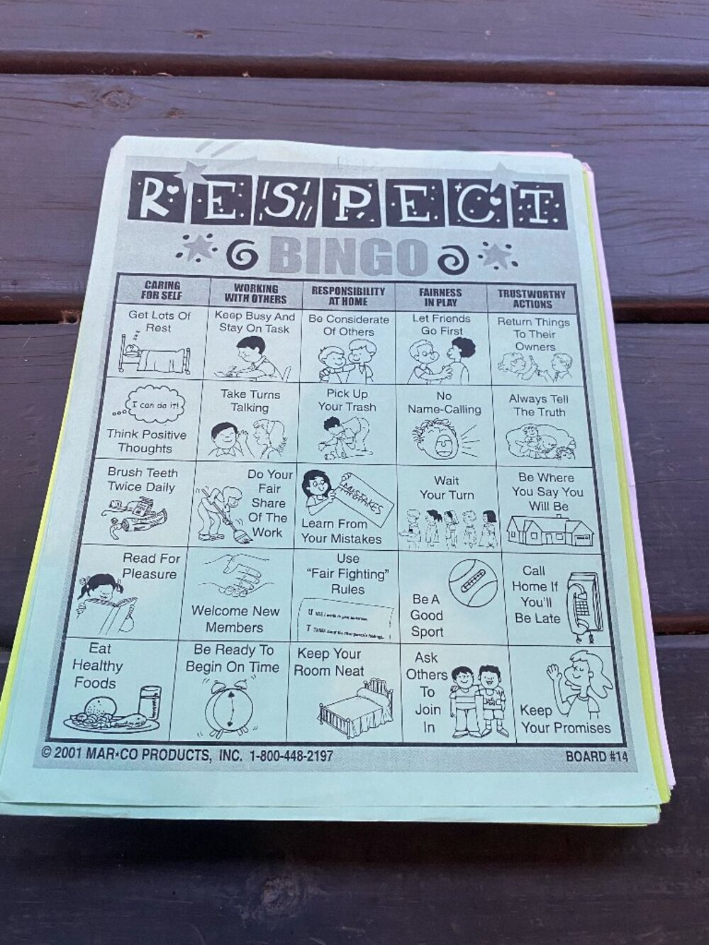 Marco- Respect Bingo- 30 player cards & calling cards! Good, used condition!